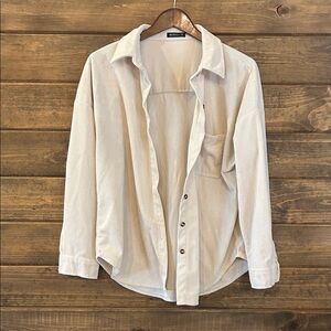 Cream Corduroy Button-Up Shirt